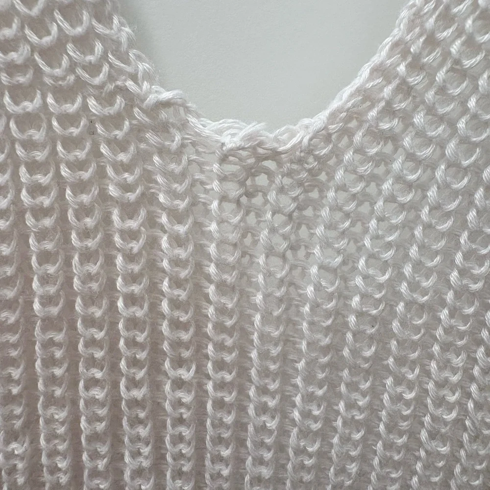 SHEIN Sz L White Fringe Halter Top